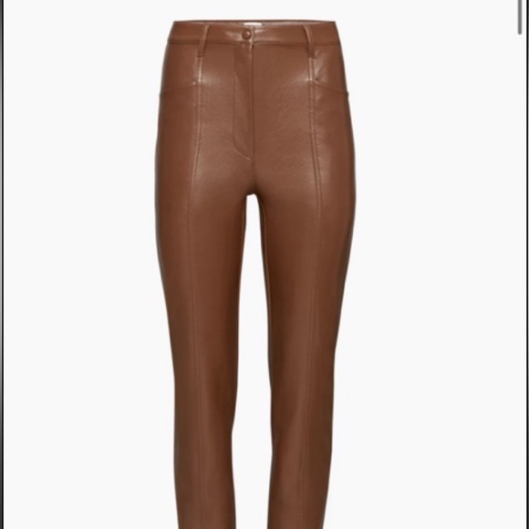 Aritzia Wilfred Rebel Pant High-waisted‎ Vegan Leather pants salmon pink - Picture 5 of 12